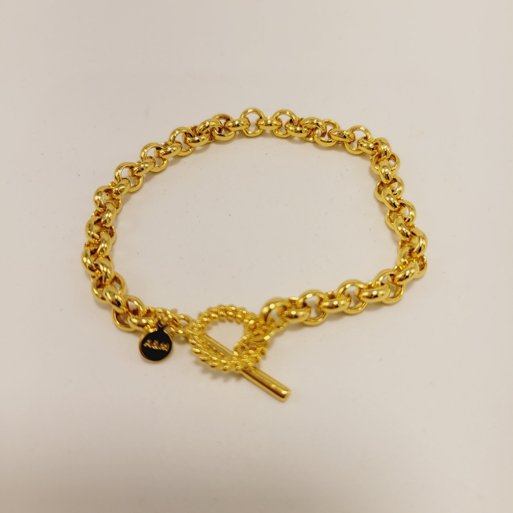 Astrid & Miyu The Wreath round link chain t-bar bracelet 18k gold plated New
